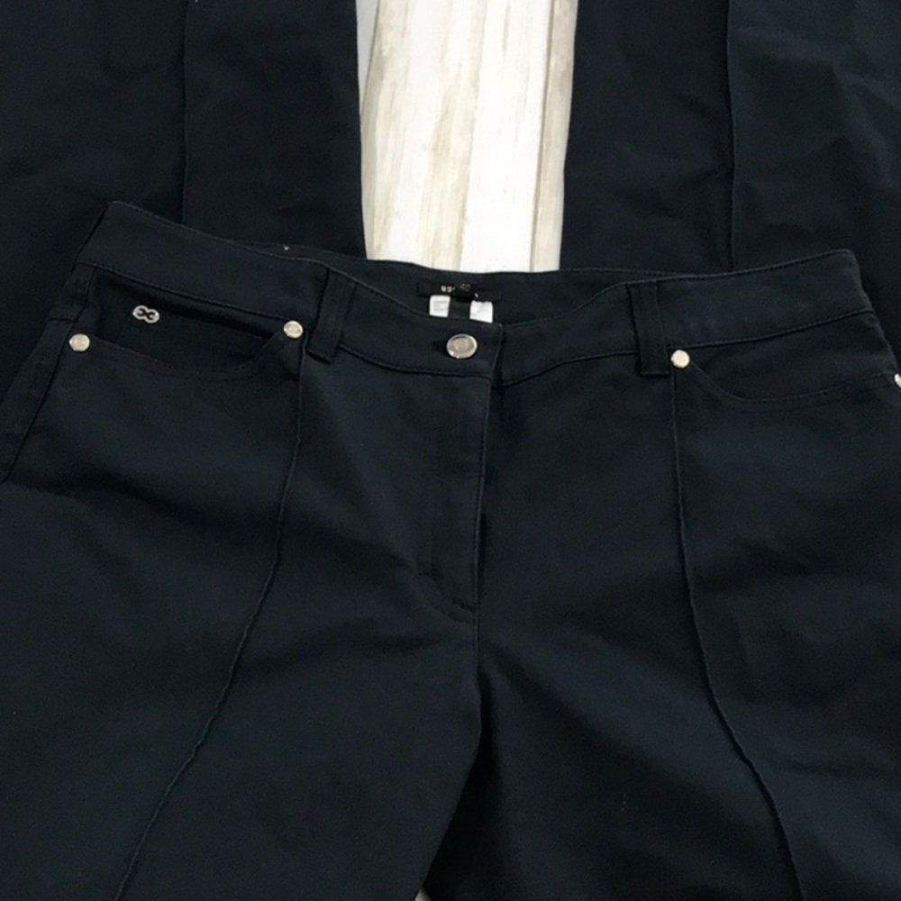 Escada Milano Strip Straight Pant Navy Nwot J7 View 3